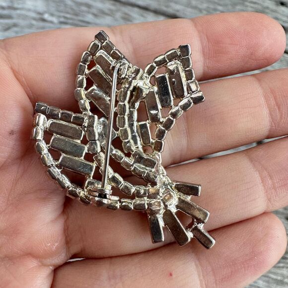 Vintage Jewelry Clear Baguette Rhinestone Art Deco Brooch Pin - Picture 3 of 4